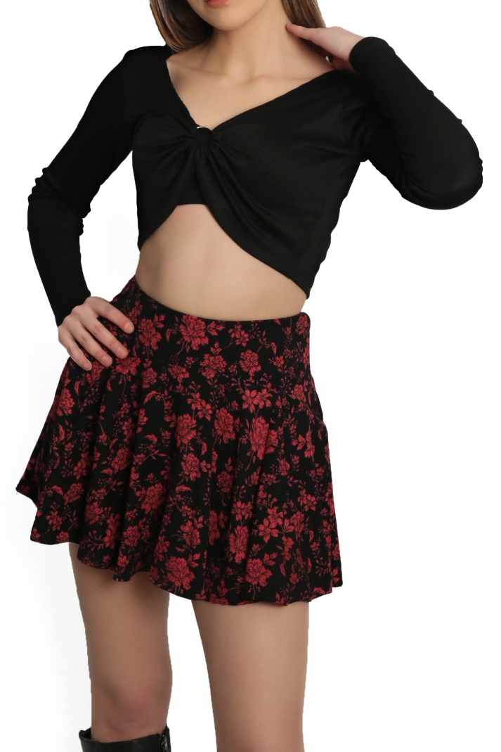 HALKA DETAYLI UZUN KOLLU CROP BODY - Görsel 3