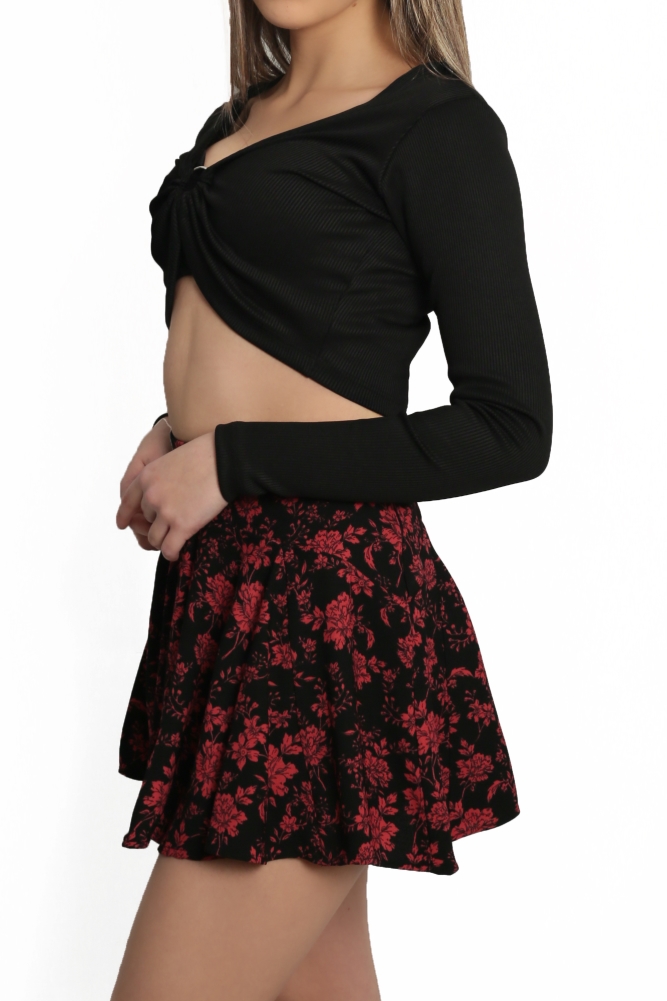 HALKA DETAYLI UZUN KOLLU CROP BODY - Görsel 4